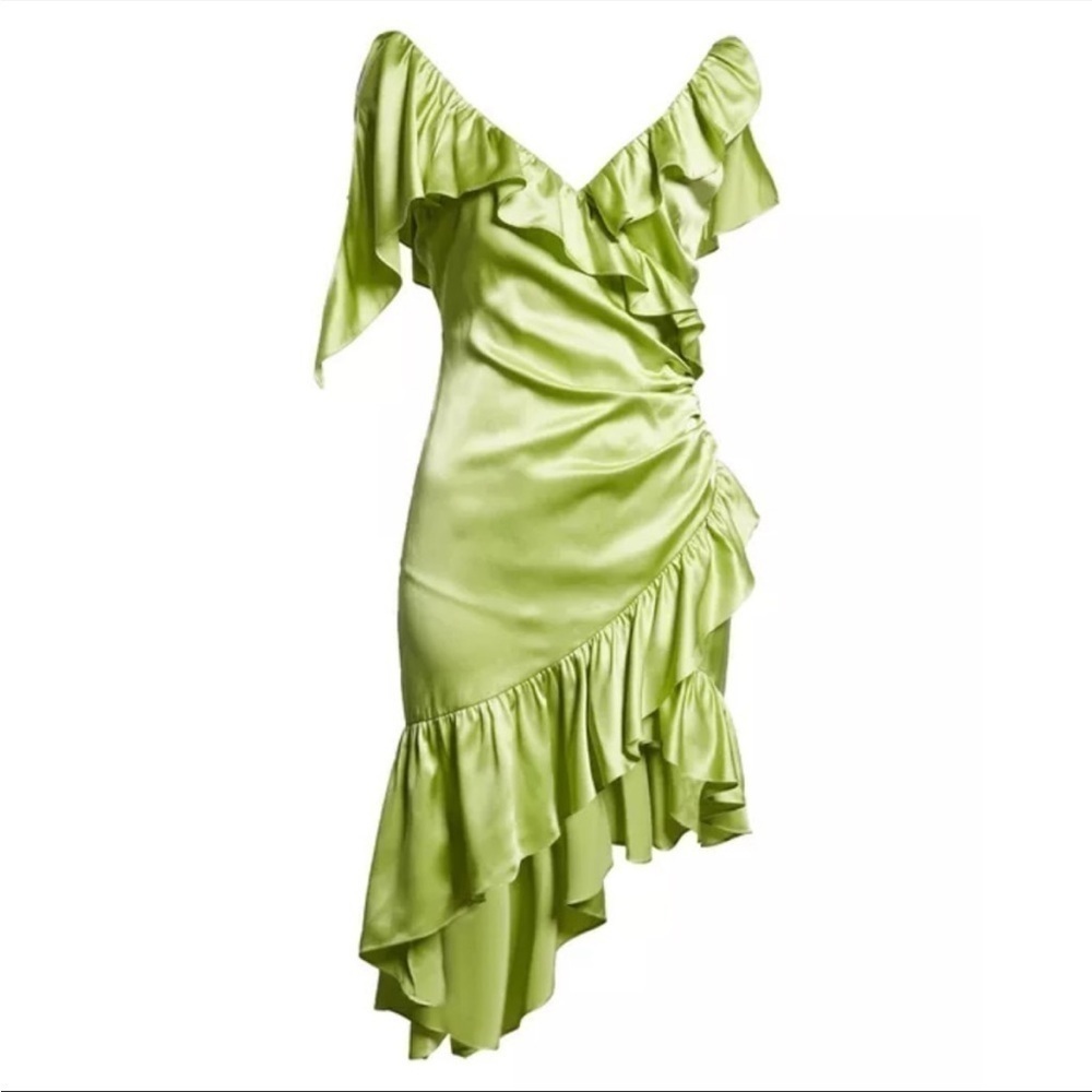 Cinq a Sept 100% Silk Petunya Ruffle Silk Dress in Prickly Pear 6 New with tags!